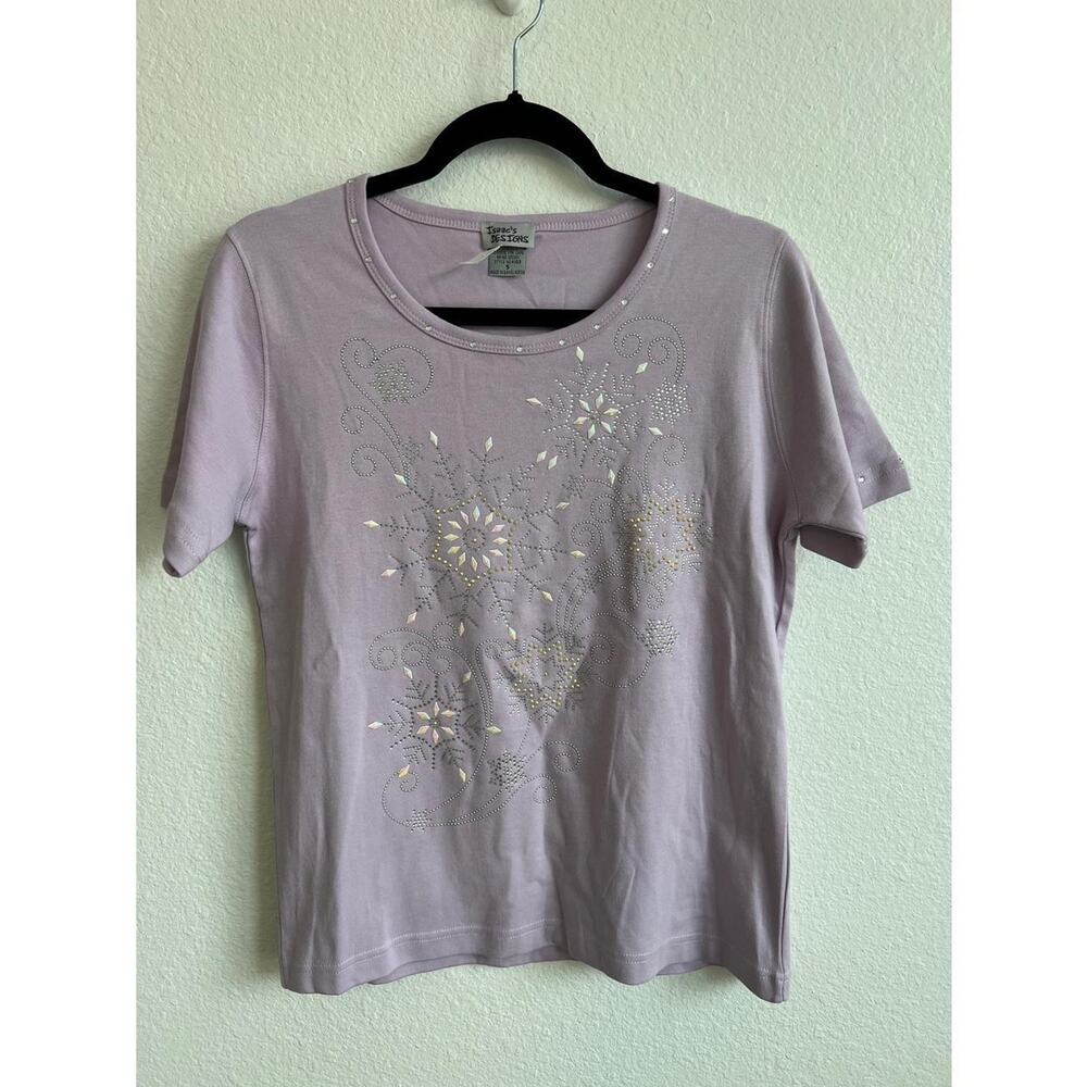 Vintage lilac purple rhinestone top